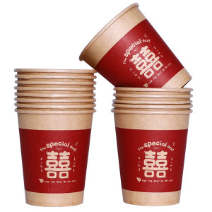 Wedding paper cup disposable cup wedding supplies Daquan wedding engagement home wedding banquet red thickened water cup
