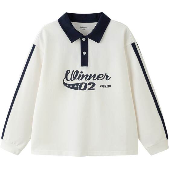 
Balabala boys and girls POLO shirts, medium and large children's long-sleeved T-shirts, spring and autumn new children's clothing, children's bottoms