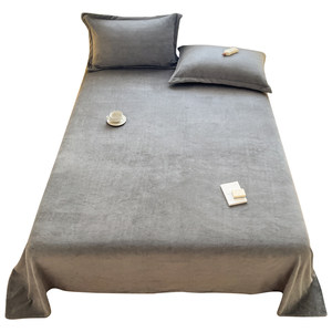 
Class A simple solid color high gram thickened milk velvet bed sheet single bed sheet winter plus velvet soft naked sleep