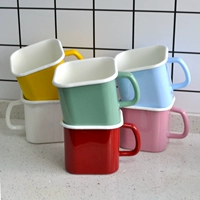 Дополнительная японская эмалевая монтажная чашка с лапшой квадратная чашка с лапшой с ланч -коробкой эмалевой чашка эмалевая чашка коробка для хранения свежая коробка чашка молока