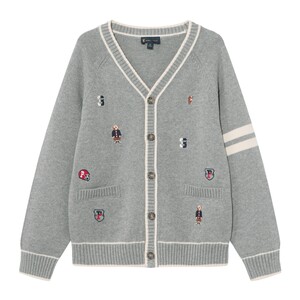 
POLOWALK children's clothing boys' sweaters 2025 autumn and winter new V-neck sweaters embroidered sweaters versatile cardigans