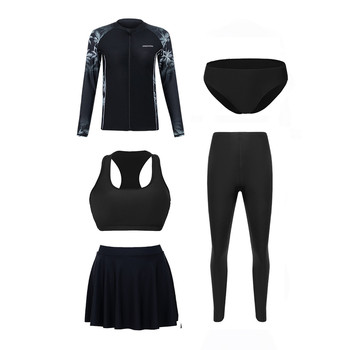 
Sports style couple's dress skirt wetsuit men's and women's split warm spring quick-drying training swimsuit black print
