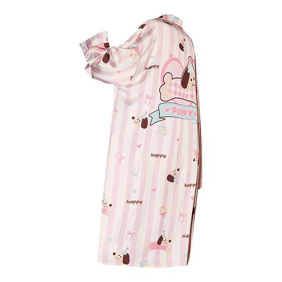 Gukoo/Fruit Shell Pajamas Women's Spring and Autumn Original IP Series Ice Silk Textured Long Sleeve Night Dress
