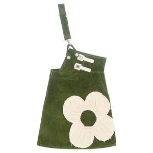 
KEIKO retro wrinkled patchwork one-shoulder suspender skirt 26 spring moss green slimming A-line hip dress