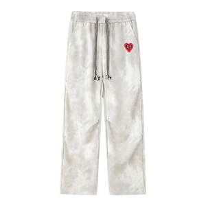 Charles heart-shaped American rivet crease casual dirty pants for men and women in spring, autumn and winter straight wide-leg paratrooper trousers