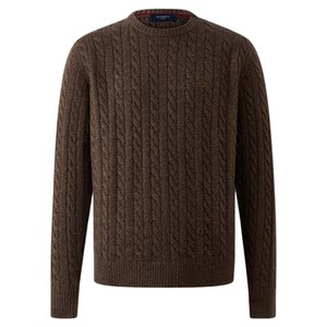 
[100% sheep wool] SCOFIELD men's new autumn and winter long-sleeved round neck cable knit sweater
