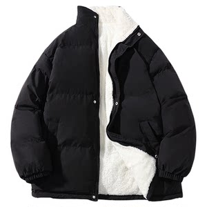 
Couple's cotton-padded clothes for men and women, trendy brand lamb velvet cotton-padded clothes and velvet, winter short stand-up collar bread coat and velvet cotton-padded jacket