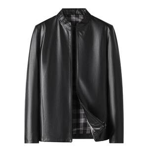 
[Cow Leather/Contrast Color Plaid] Montagut Men's Genuine Leather Jacket Spring Stand Collar Jacket Business High-end Jacket J