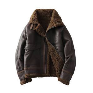 Furmore men's winter large size plus velvet thick leather clothes short motorcycle clothes jacket men's lamb hair jacket
