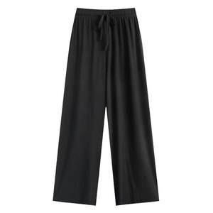 
Ice silk wide-leg pants for women's summer thin small 2024 new large size high waist draping loose straight casual pants