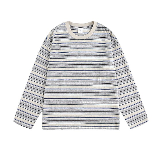 
Wukong has goods Japanese retro contrasting striped long-sleeved T-shirt for men in autumn lazy style loose casual inner wear