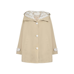 Kroche 26ss Tencel Cotton Spring Flower Falls Fake Two Piece French Lace Loose Hooded Windbreaker Jacket