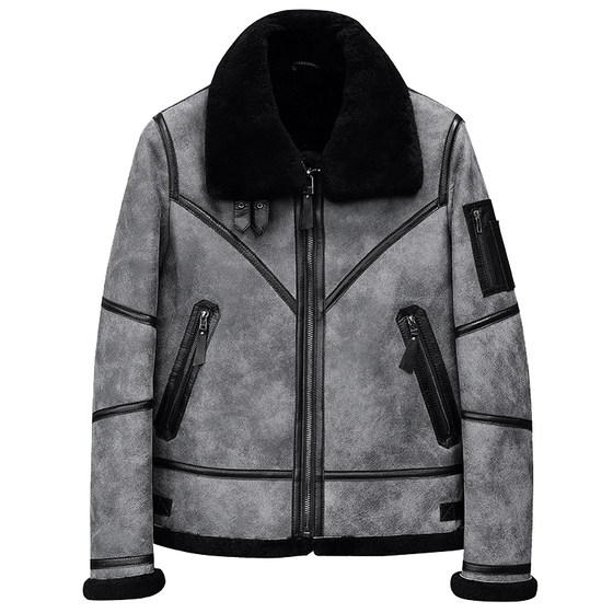 
Hanmingshi B3 original ecological sheepskin all-in-one men's motorcycle winter jacket genuine leather jacket men's leather jacket work wear