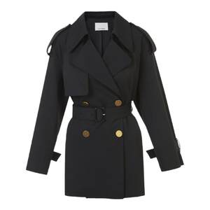 
Langzi retro British style high-end loose coat for women autumn new casual waist popular windbreaker short style