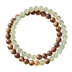 
Qingxiangtai half mountain and half water natural Qinnan agarwood bracelet women's authentic double circle Hetian jade wooden cultural toy bracelet