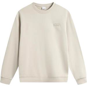 李宁加绒卫衣女冬季情侣圆领上衣松弛感黑色宽松长袖内搭运动服男