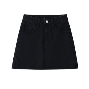 
Black denim short skirt for women in summer new large size fat mm high waist slim small pear-shaped body A-line skirt