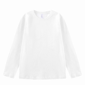 
260g heavyweight pure cotton solid color long-sleeved T-shirt men's white couple sweatshirt with round collar white T-shirt for women