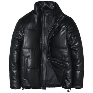 
Men's and women's stand-up collar genuine leather down cold-proof jacket first-layer sheep leather jacket slim fit youth silhouette simple and warm