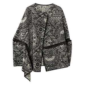 Boucherie Bat Sleeve Jacquard Jacket Women's 2026 Spring Temperament Loose Lazy High-Quality Knitted Cardigan Top