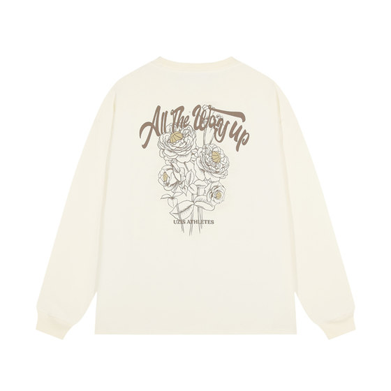 
Aspiring UZIS Sports Long Sleeve Men's Autumn Pure Cotton Round Neck American T-shirt Casual Shooting Suit [Floating]