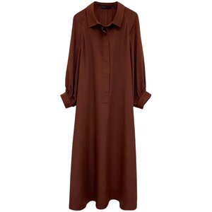 Yuerong high-end heavyweight silk dress for women 2026 new 35mm mulberry silk solid color loose long-sleeved long skirt