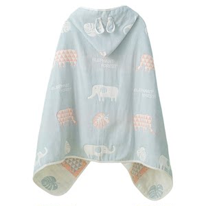 Pure cotton gauze children's bath towel cloak with hat can wear water absorption bathing bathrobe Baby baby male and female children's towels