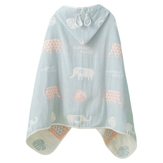 Pure cotton gauze children's bath towel cloak with hat can wear water absorption bathing bathrobe Baby baby male and female children's towels