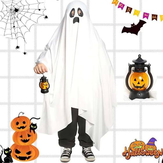 Halloween Ghost Cloak Cosplay Costume Horror White Robe Pump