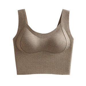 
Catman thermal vest for women with chest pad all-in-one seamless inner base layer bra for autumn and winter without wearing bra straps