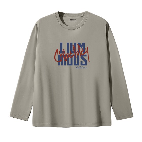 
Baleno American round neck long-sleeved T-shirt for men autumn new pure cotton men's outer wear round neck loose T-shirt LF