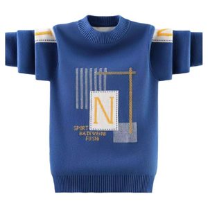 Boys sweater pullover autumn and winter new style boy Korean style sweater children's fashionable plus velvet base medium and large children's thread
