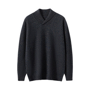 
Bright three-color floral yarn green fruit collar men's autumn and winter double-ply thickened pure cashmere sweater cardigan knitted bottoming shirt