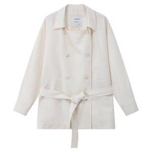 
RUISHI 'Journey to the Light City' double-breasted large lapel bat sleeve mid-length windbreaker jacket for women spring and summer