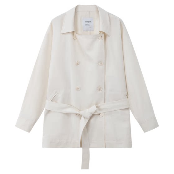 
RUISHI 'Journey to the Light City' double-breasted large lapel bat sleeve mid-length windbreaker jacket for women spring and summer