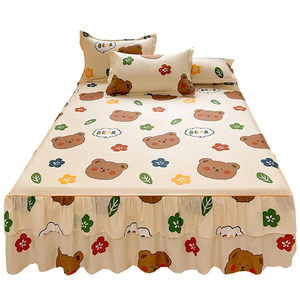 
New pure cotton bed skirt style bed cover single piece cotton dustproof protective cover 1.5 meters 1.8 sheets mattress fitted sheet anti-slip