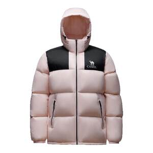 
Camel women's short down jacket for winter men and women same style warmth and thick windproof hooded bread jacket down jacket