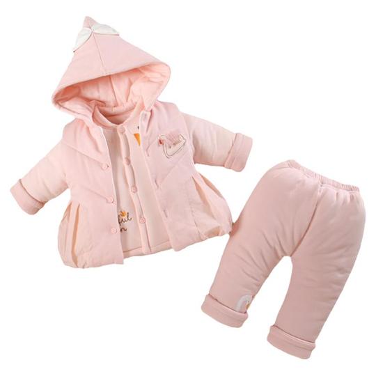 Baby Winter Thickened Cotton Coat Three-piece Suit