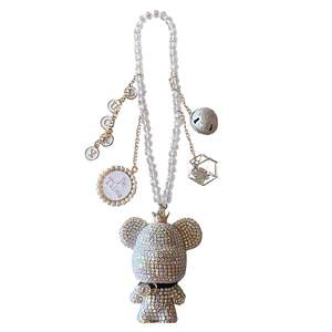 Cartoon Diamond Violent Bear Motor Mirror Dream Network Dream Network Feather Pendant Cars Internal Jewelry Women's Car
