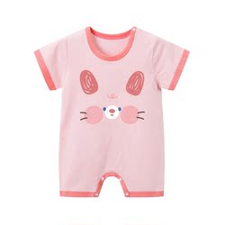 Girls short-sleeved jumpsuit newborn baby summer robe pajamas baby pure cotton crawling suit little boy outer wear summer