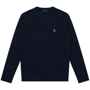 [Retro Cable] Hazzys men's casual round neck textured sweater warm knitted sweater top