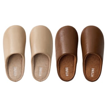 
Youtiao Silent Slippers Women's Home Indoor Couple Leather Slippers