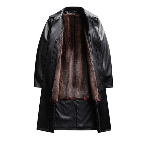 
Haining middle-aged and elderly people's fur integrated genuine leather leather jacket for men with velvet thickened daddy's leather jacket for winter fur jacket