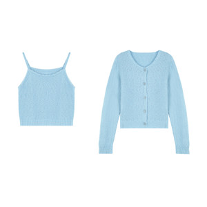 Blueerror loose, lazy thick needle round neck sweater cardigan female wool knit sweater outside spring
