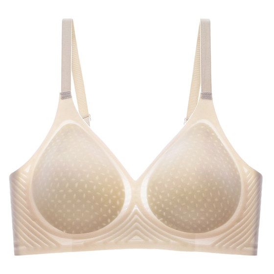 Traceless lingerie for women with a large chest and a small and thin design. Fixed cup, ice silk, cool feeling, jelly strip, soft support, gathered bra cover for summer