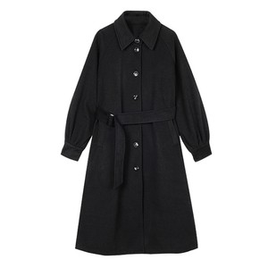 
JK woolen coat girl school style black mid-length Hepburn style small wool suit uniform