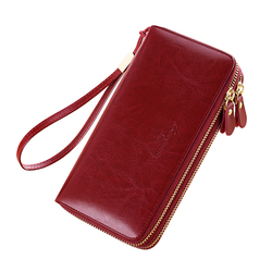 Women's Wallet Long Section Leather Double Zipper Large Capacity Clutch Bag 2023 New Fashion Explosive Wallet Women's Card Holder