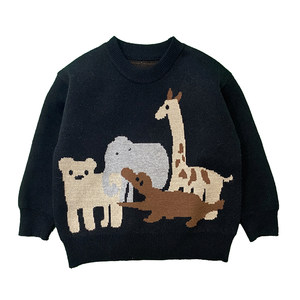 
Boys sweater autumn and winter 2026 new round neck pullover casual children's sweater top black boy handsome