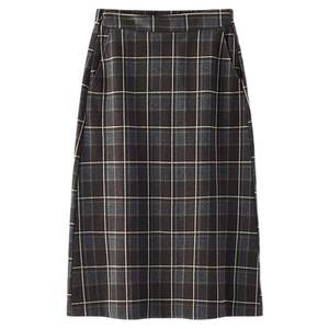 
Shopping mall same style Semir skirt for women winter plaid imitation wool easy care slit 2025 new fashion long skirt