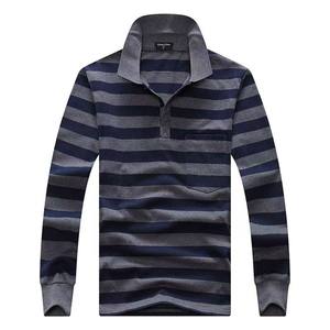[Agent Order Link] Real Pocket Stripe Style Middle-aged Long Sleeve T-shirt Men's Cotton Clothes Lapel Autumn Style